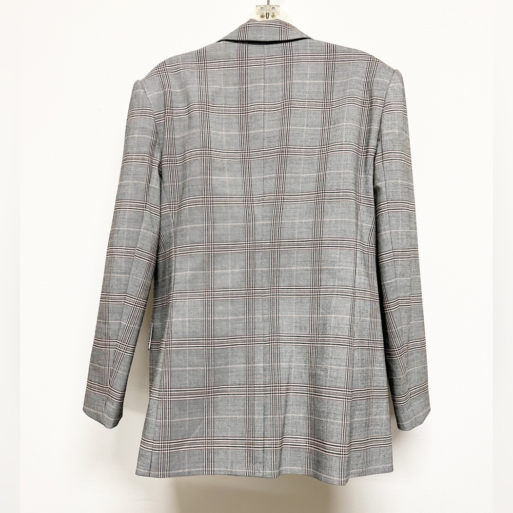 Judith & Charles Womens Structured Large Collar Single Button Plaid Blazer - Picture 3 of 7